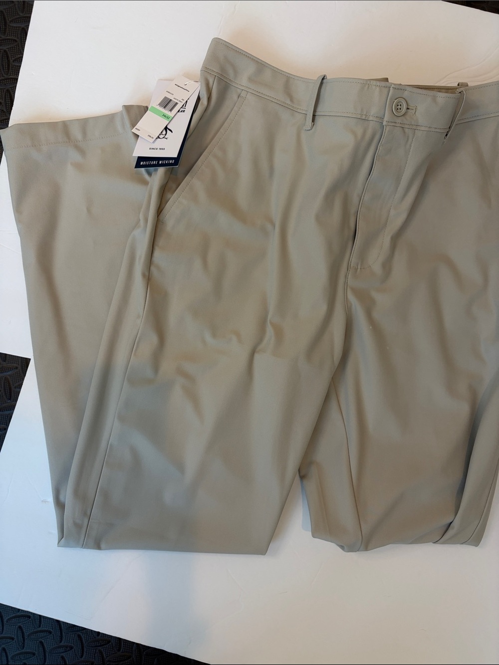Original Penguin Men's Slim Fit/Stretch Chino Pants in Light Khaki-Size 34Wx 32L